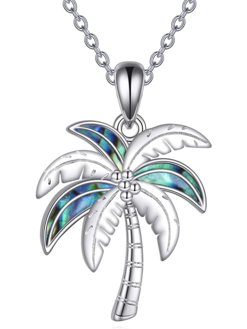 Sterling Silver Palm Tree Necklace - Tropical Pendant Jewelry for Women, Perfect